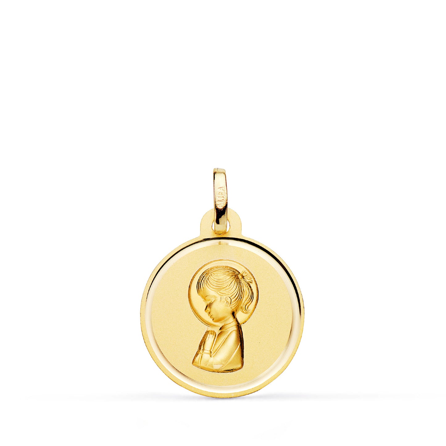 9K MEDALLA ORO AMARILLO VIRGEN NIÑA BISEL 16 MM