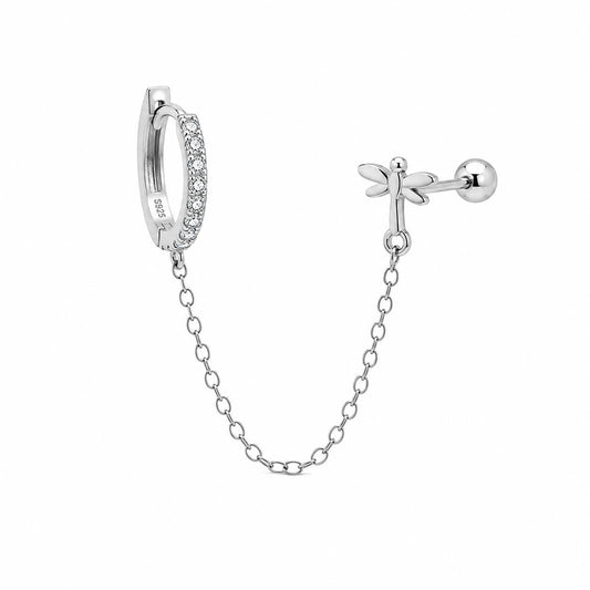 Pendientes cadena libélula de plata de ley - Joyería Zafir