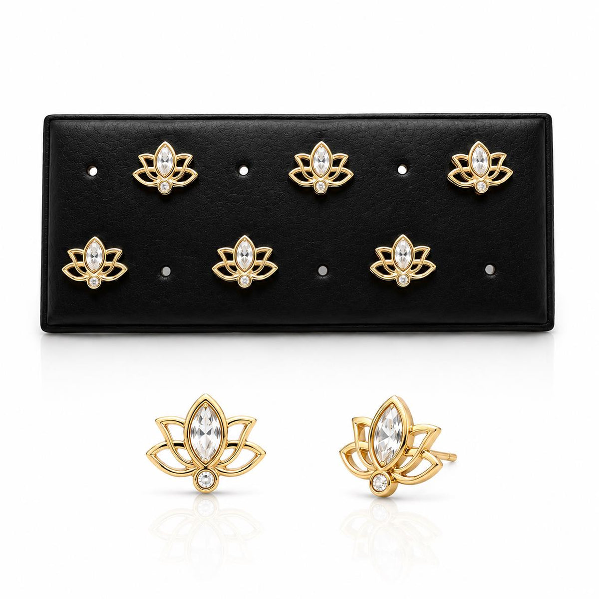 Pendientes flor de loto de plata de ley con baño de oro de 14 quilates - Joyería Zafir