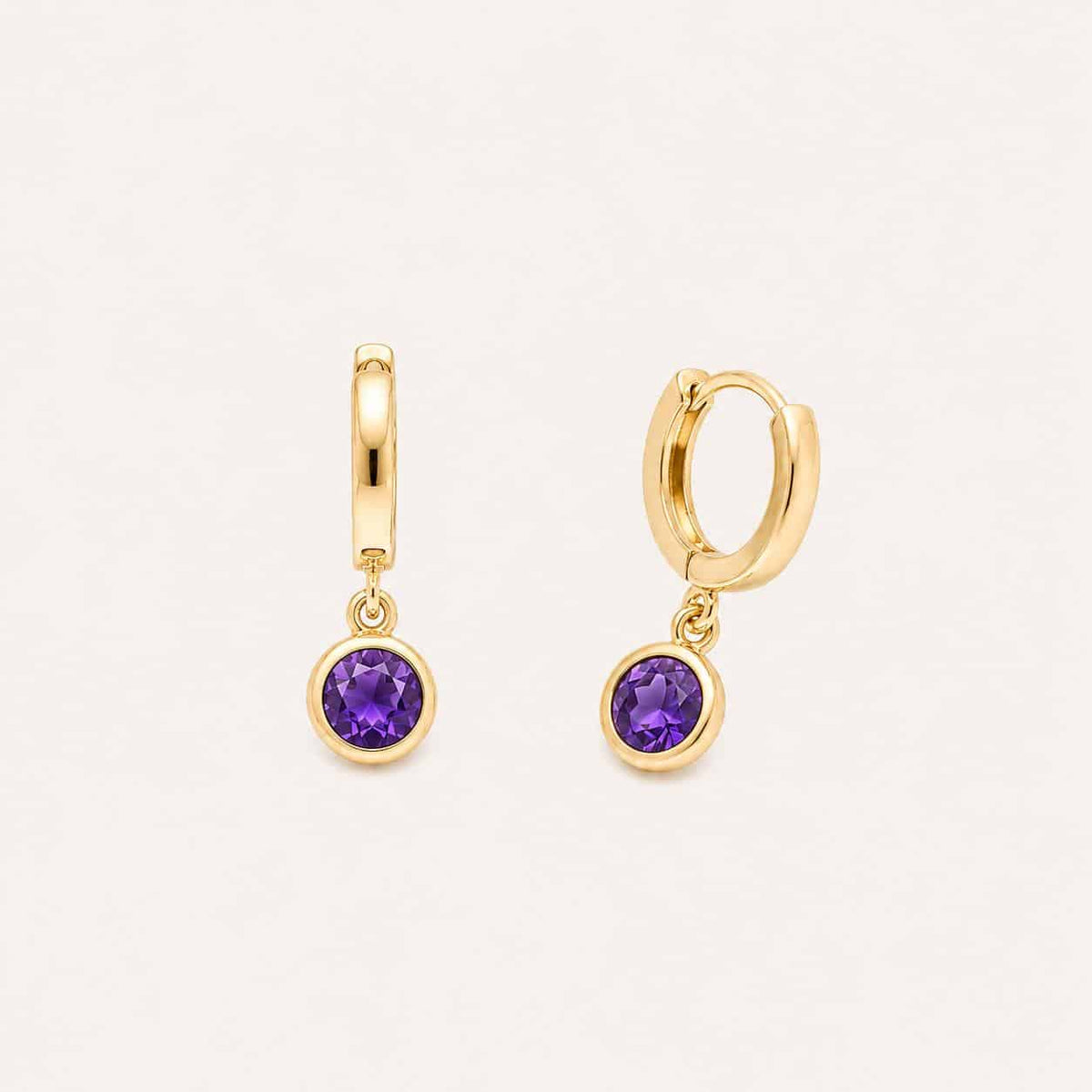 Pendiente amatista baño de oro - Joyería Zafir