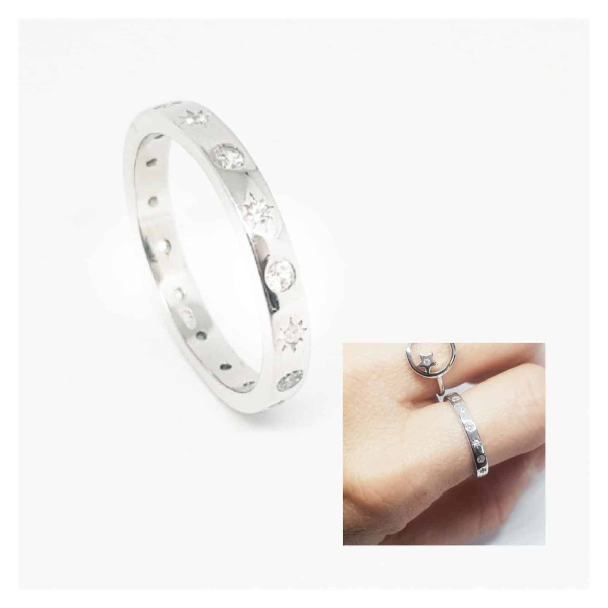 Anillo shine básico de plata de ley - vista adicional