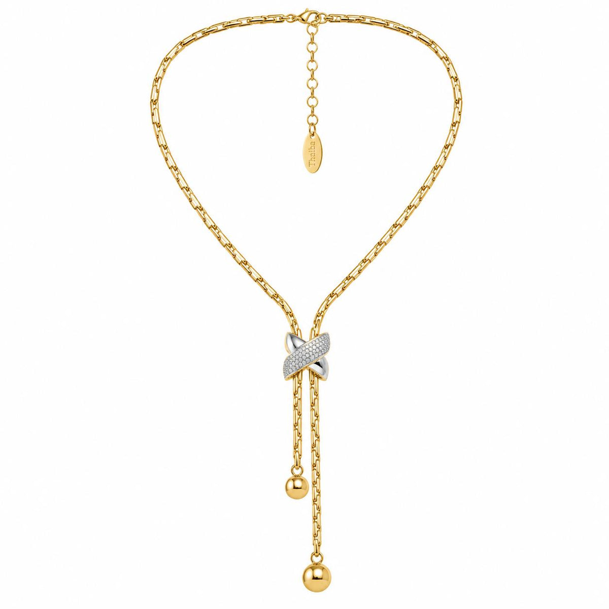 Collar x largo de aleación de metales con baño de oro de 14 quilates - Joyería Zafir