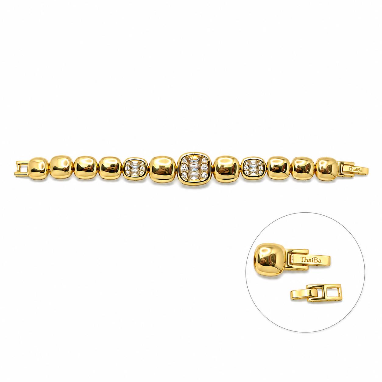 Pulsera deluxe de aleación de metales con baño de oro de 14 quilates - Joyería Zafir
