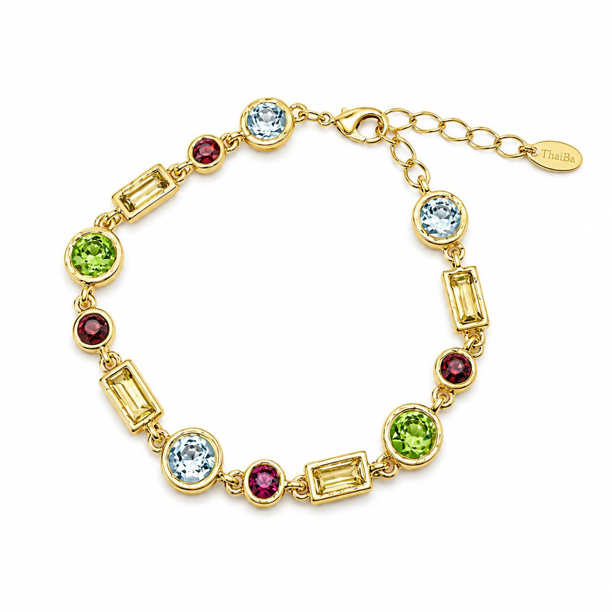 Pulsera multicolor piedras con baño de oro de 14 quilates - Joyería Zafir