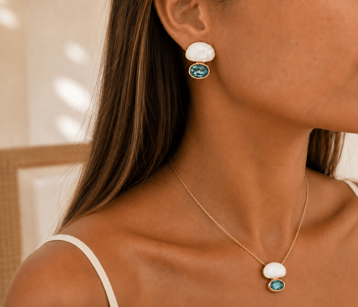 Conjunto Sea con baño de oro de 14 quilates - imagen adicional - Joyería Zafir
