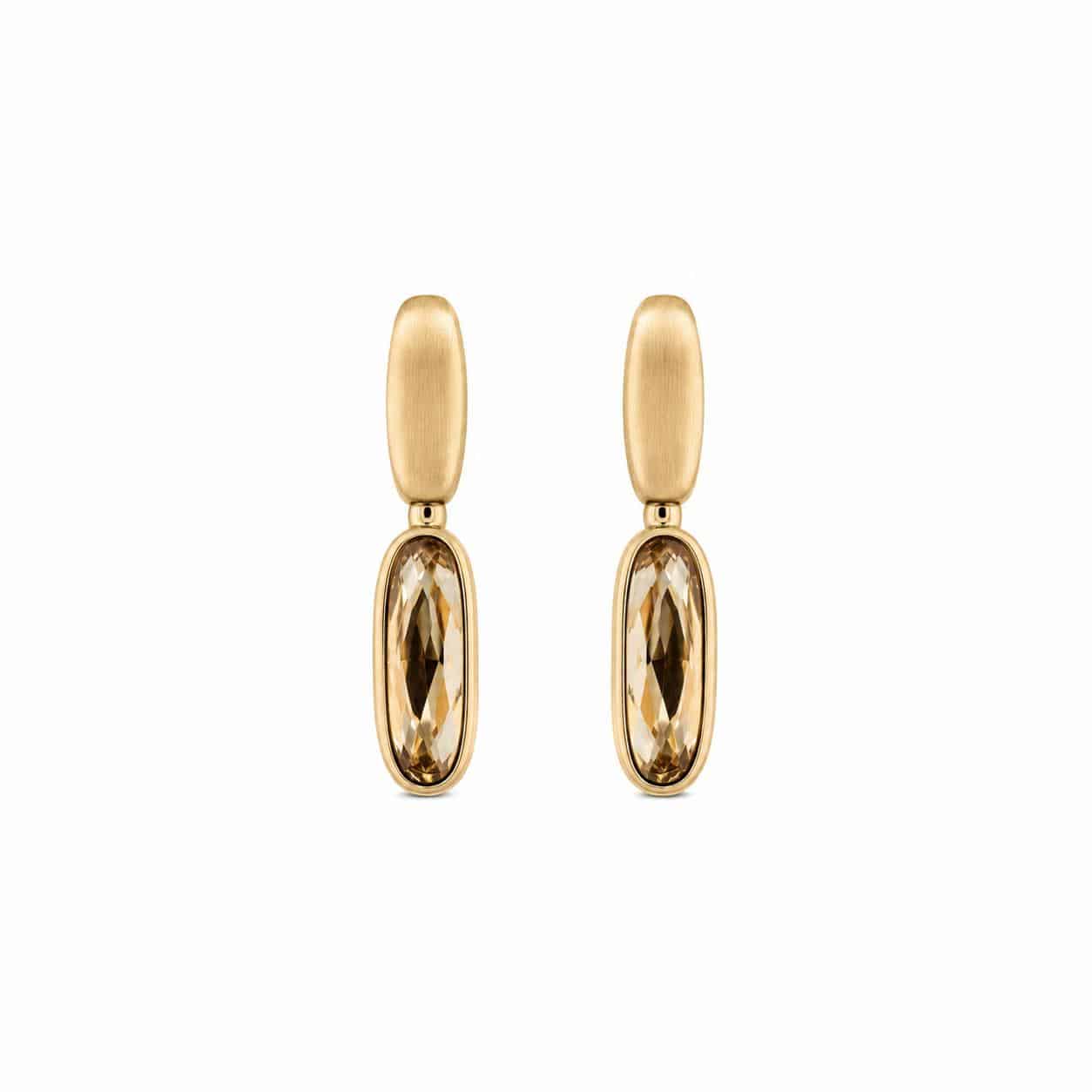 Pendientes baguette terra de aleación de metales con baño de oro de 14 quilates - Joyería Zafir