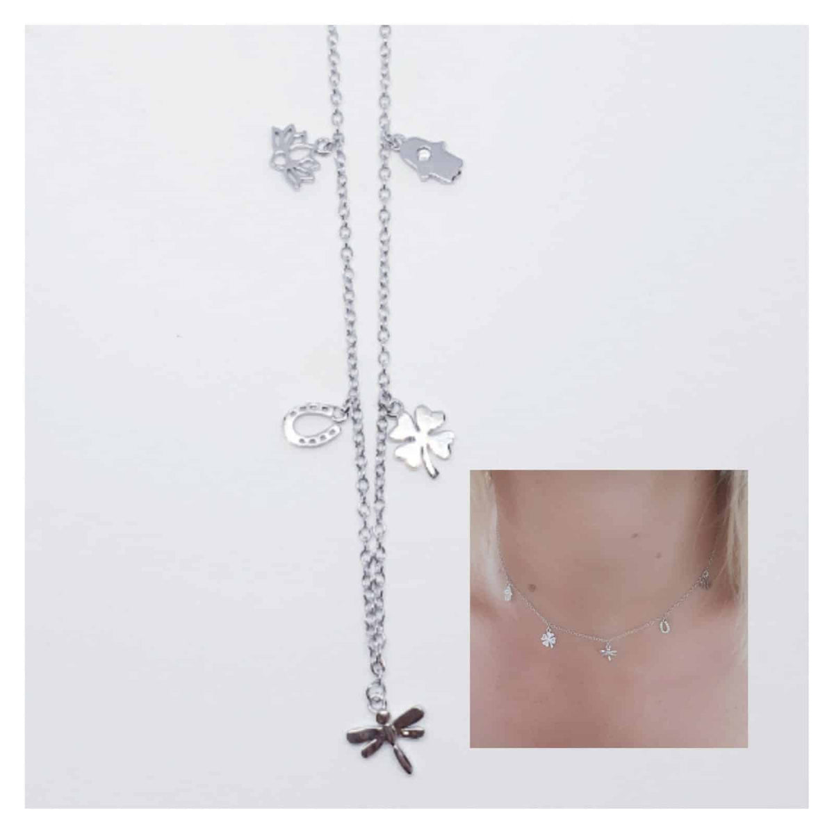 Collar suerte de plata de ley - vista adicional