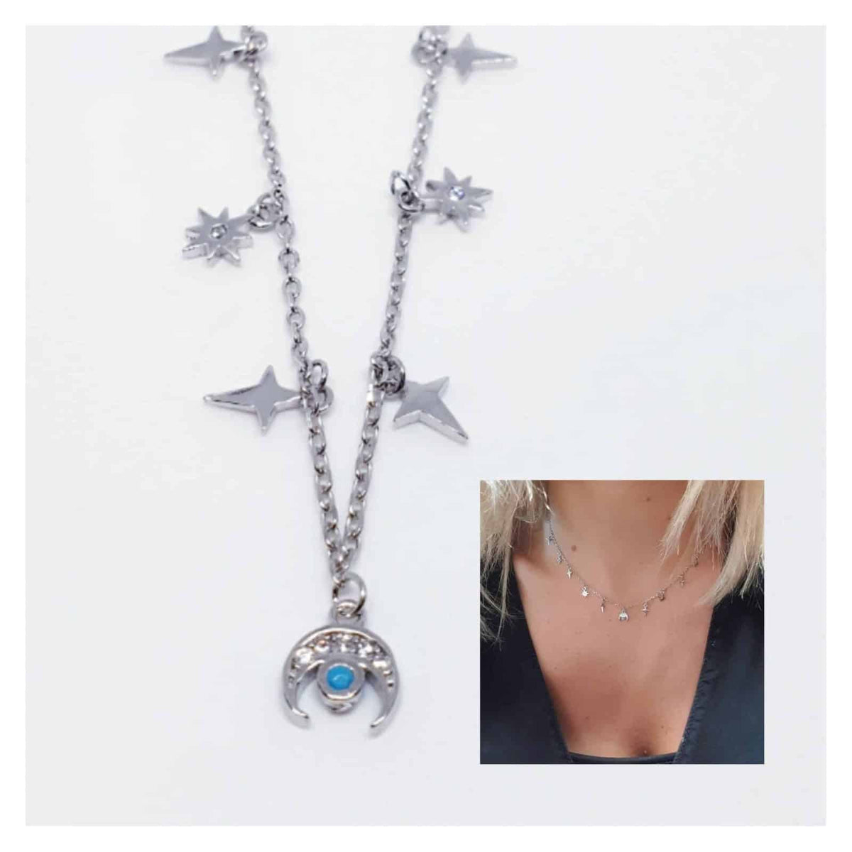 Collar charms luna creciente plata de ley - vista adicional