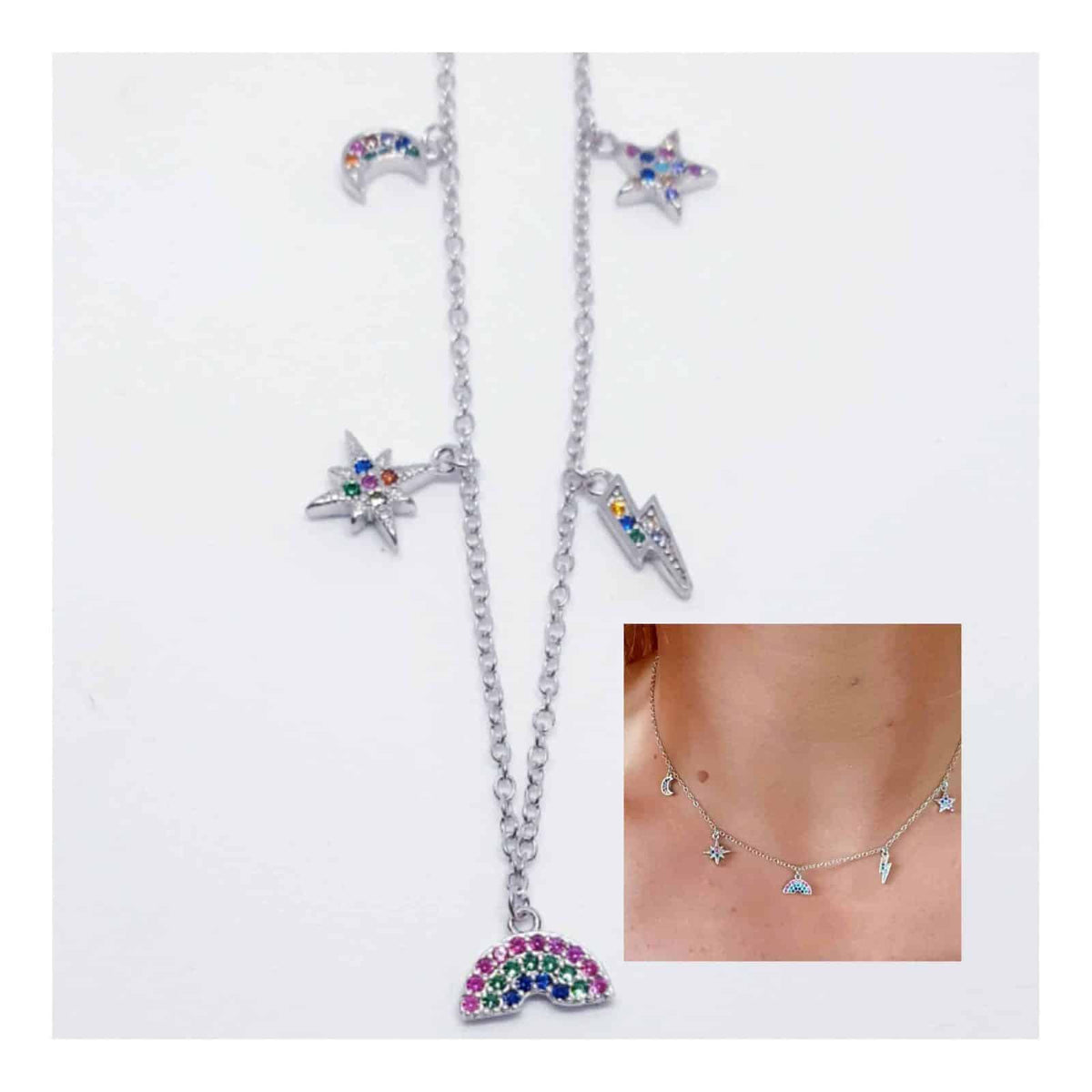 Collar cielo colores de plata de ley - vista adicional