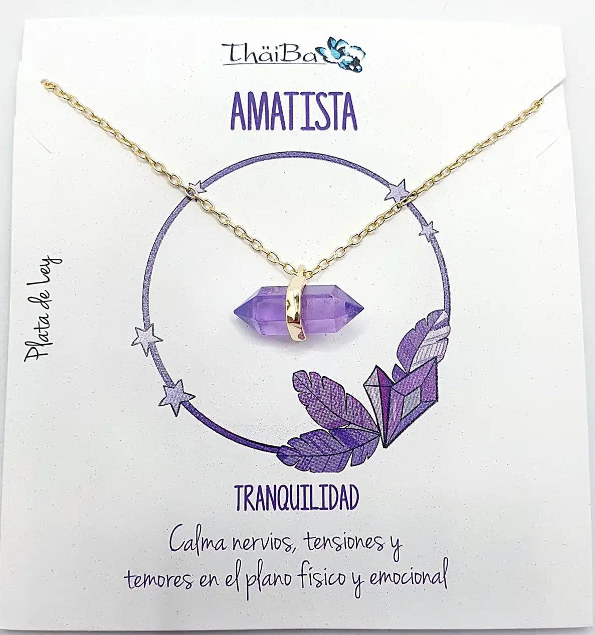 Collar amatista oro prisma