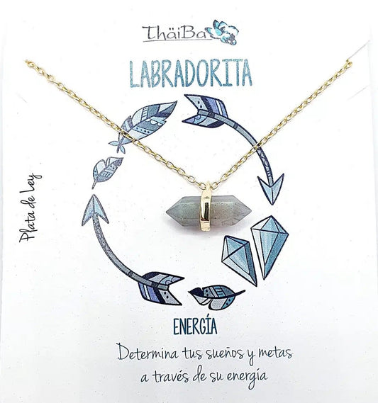 Collar labradorita prisma oro