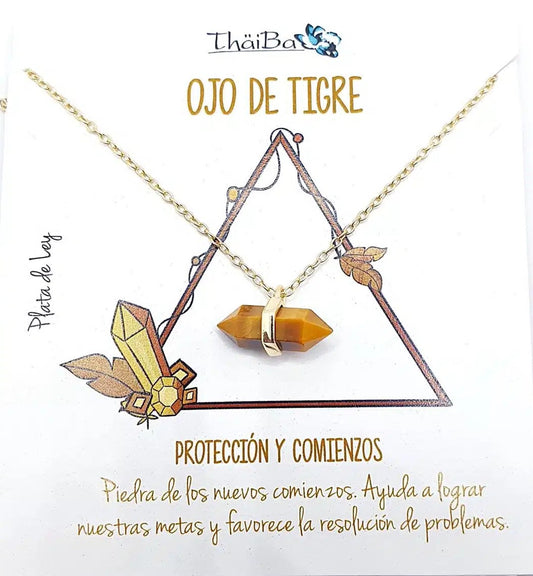 Collar ojo de tigre oro prisma