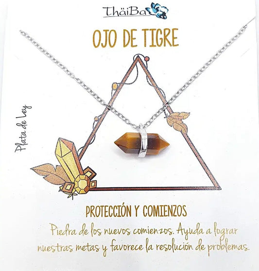 Collar ojo de tigre piedra prisma