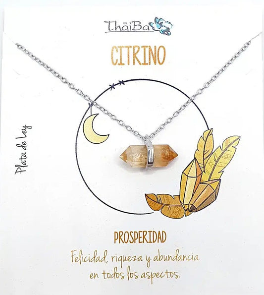 Collar piedra citrino prisma
