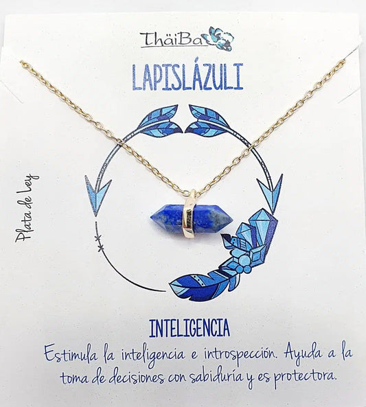 Collar piedra lapislázuli prisma oro