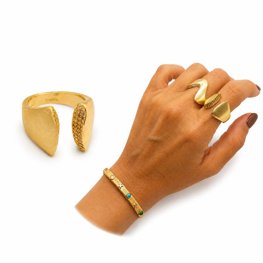 Anillo Vértice Aura con baño de oro de 14 quilates - Joyería Zafir