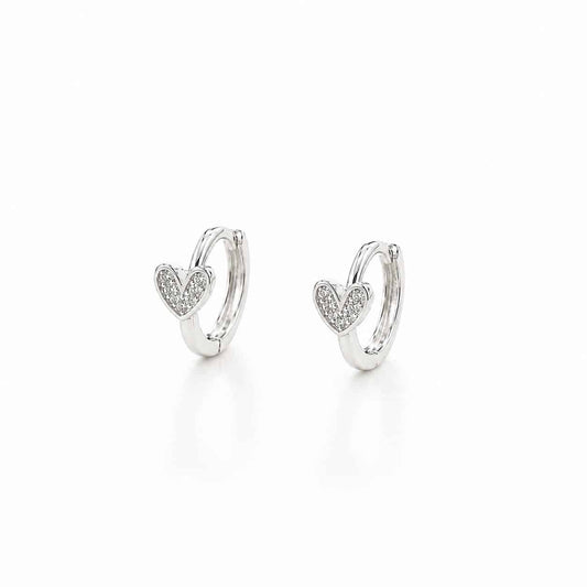 Pendientes aritos corazón de plata de ley - Joyería Zafir