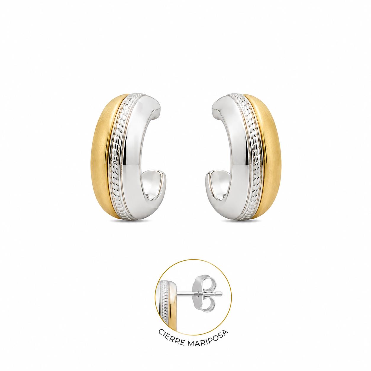 Pendientes media luna de aleación de metales con baño de oro de 14 quilates - Joyería Zafir