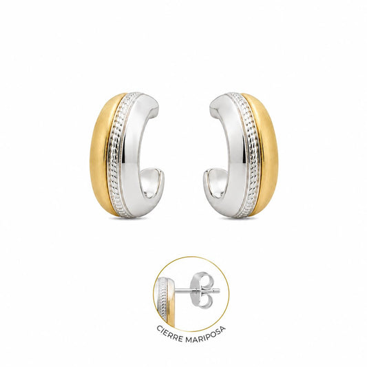 Pendientes media luna de aleación de metales con baño de oro de 14 quilates - Joyería Zafir