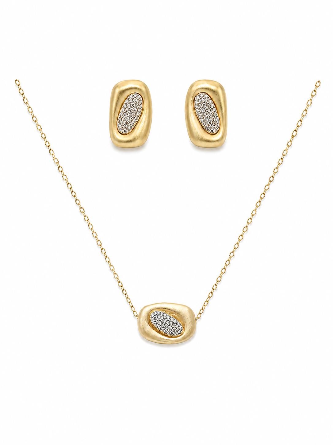 Conjunto bicolor Anais con baño de oro de 14 quilates - Joyería Zafir