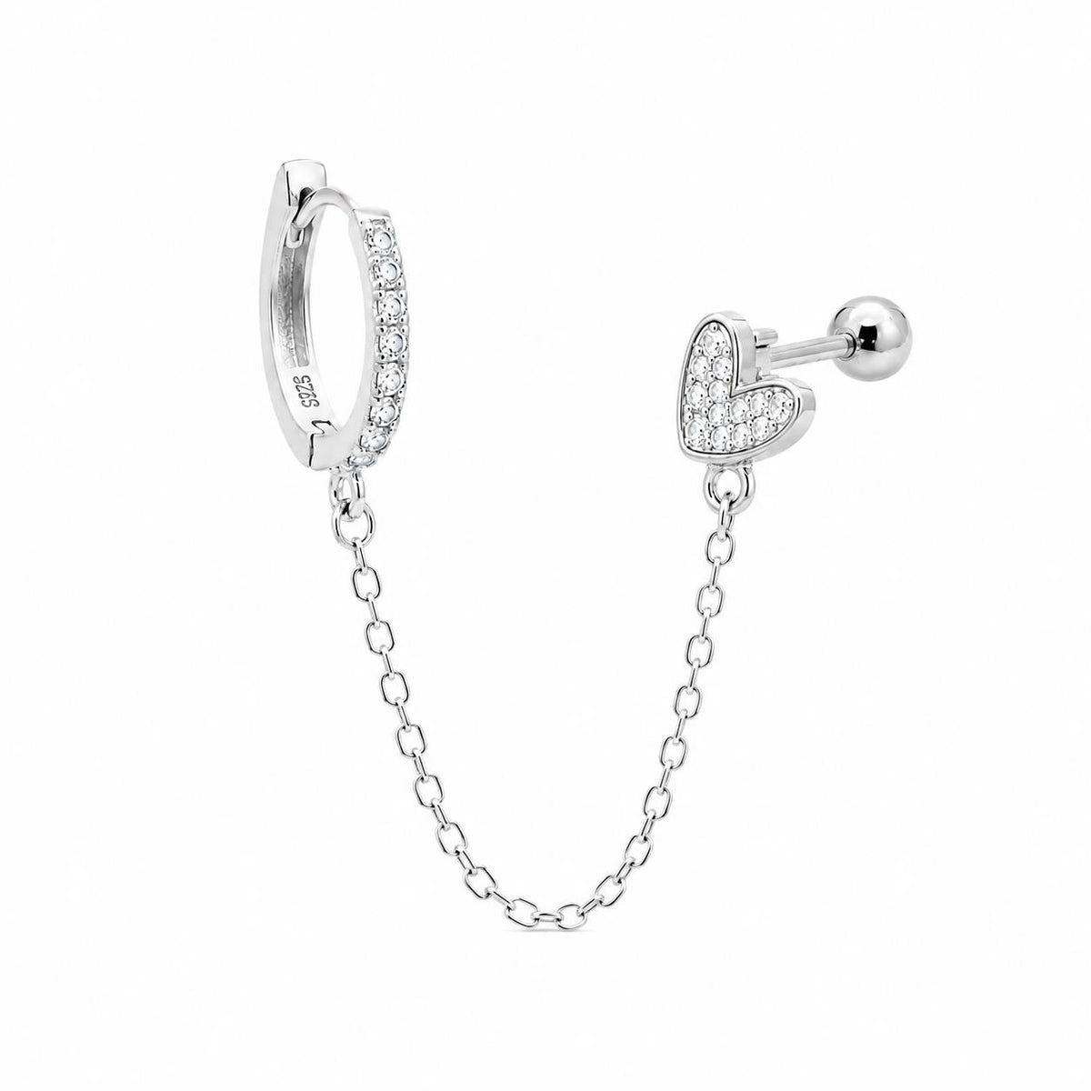 Pendiente cadena corazón - Joyería Zafir