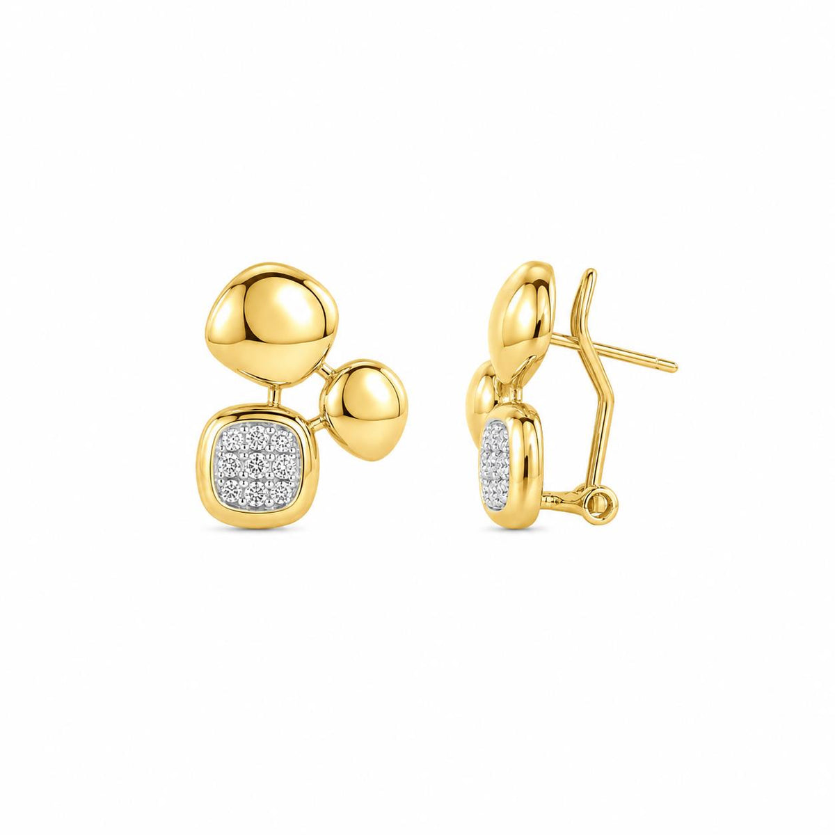 Pendiente Trío omega con baño de oro de 14 quilates - Joyería Zafir
