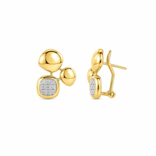 Pendiente Trío omega con baño de oro de 14 quilates - Joyería Zafir