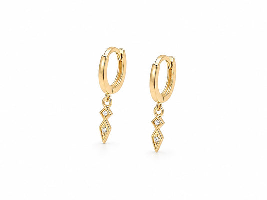 Pendientes Amazona de plata de ley con baño de oro de 14 quilates - Joyería Zafir
