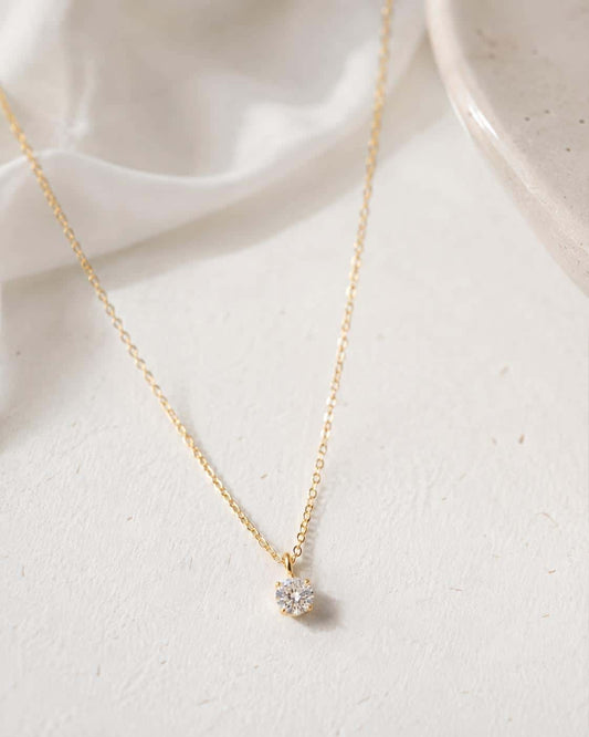 Collar punto de luz oro 4mm de plata de ley con baño de oro de 14 quilates - Joyería Zafir