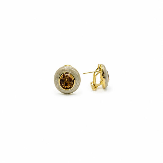 Pendiente Botón Aura con baño de oro de 14 quilates - Joyería Zafir