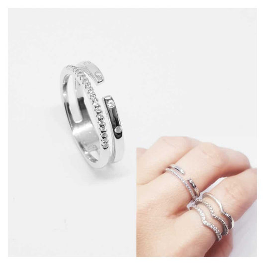 Anillo dos lineas cut de plata de ley