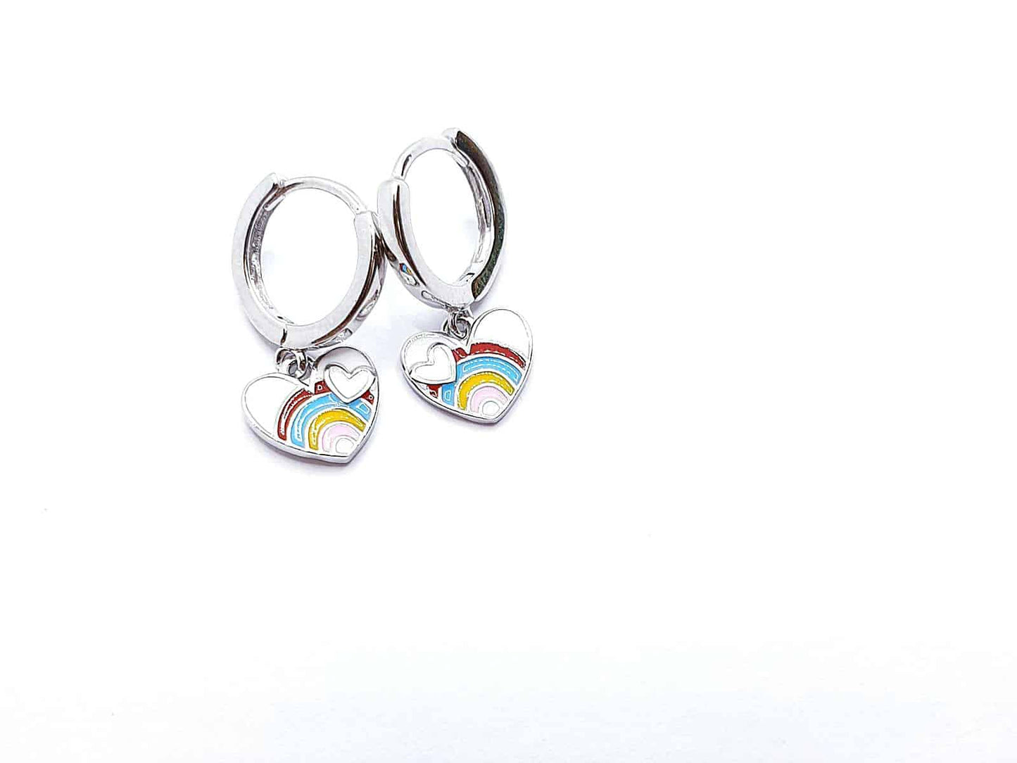 Pendientes infantil corazón happy de plata de ley