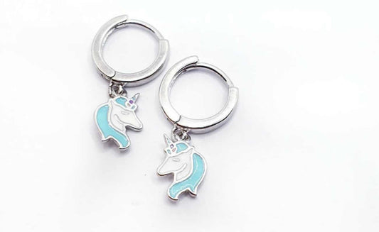 Pendientes infantil unicornio de plata de ley - Joyería Zafir
