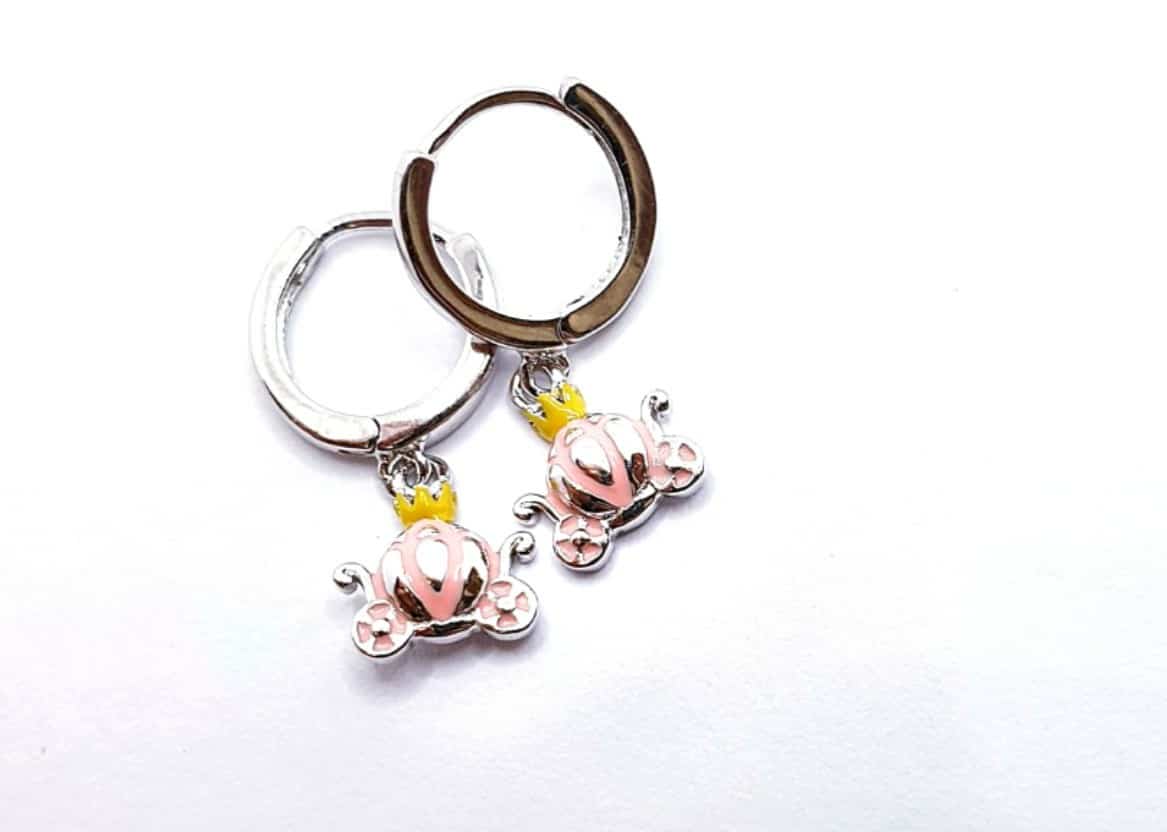 Pendientes infantil carroza de plata de ley