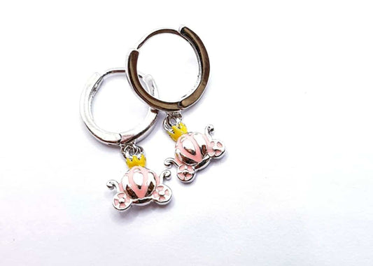 Pendientes infantil carroza de plata de ley