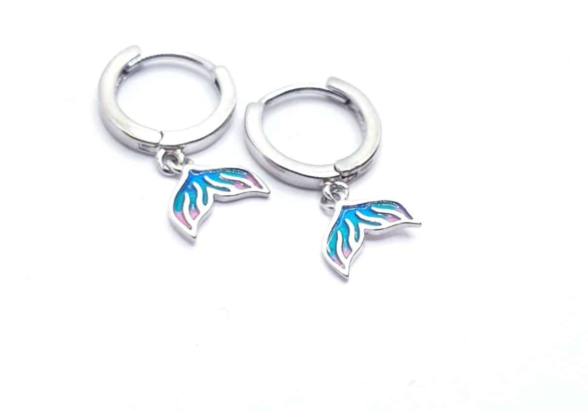 Pendientes infantil cola de sirena de plata de ley