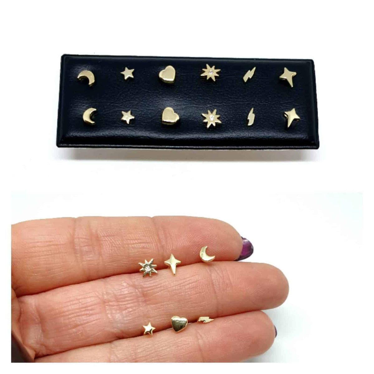 Pendientes mini xs dorado de plata de ley con baño de oro de 14 quilates - vista adicional