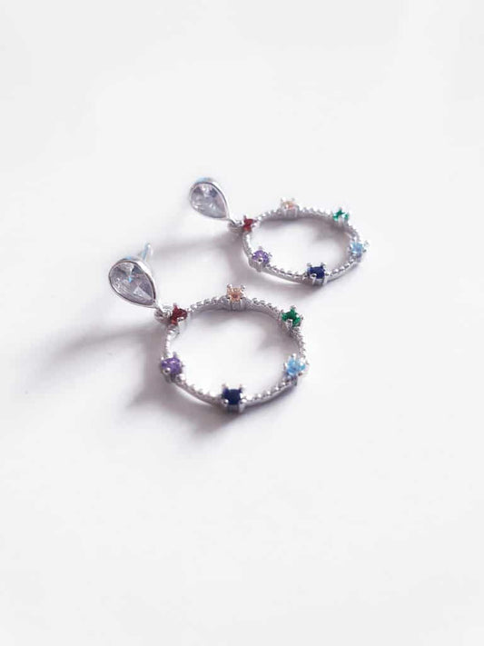 Pendientes karma multicolor alta joyería de plata de ley - Joyería Zafir