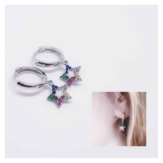 Pendientes estrella blanca de plata de ley - Joyería Zafir