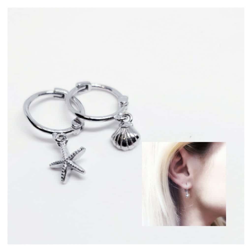 Pendientes aritos de mar de plata de ley