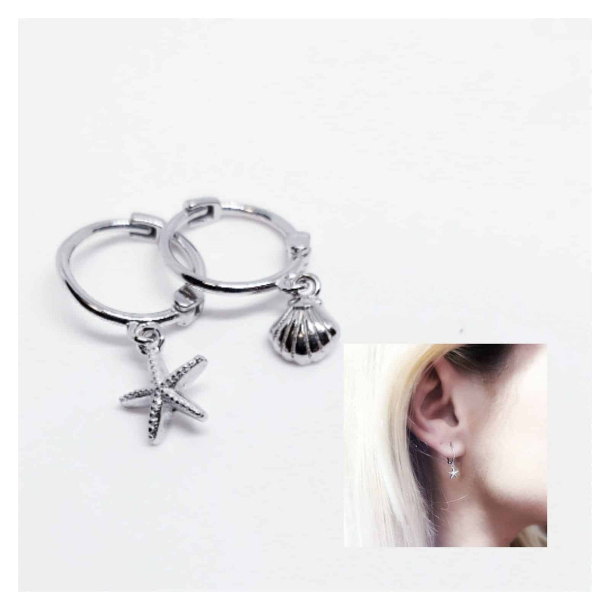 Pendientes aritos de mar de plata de ley - vista adicional
