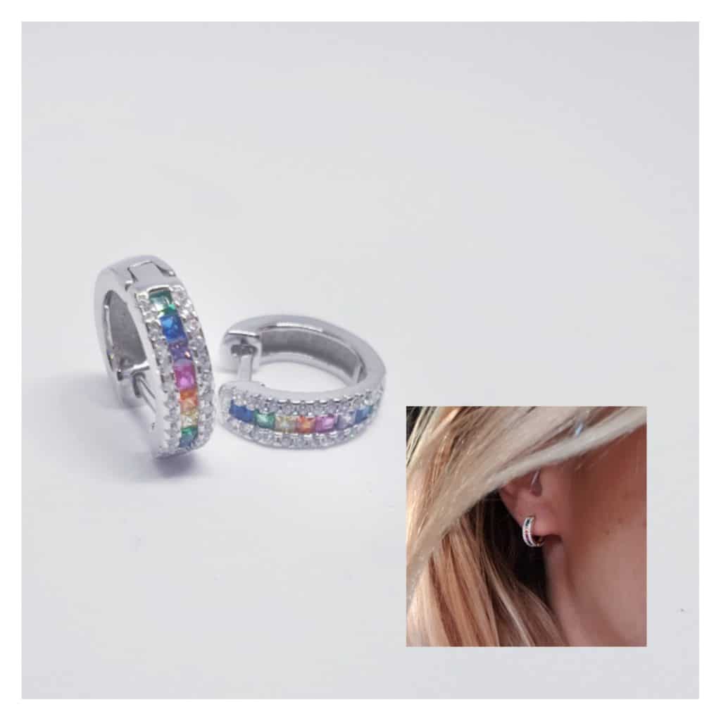 Pendientes aros circonitas colores