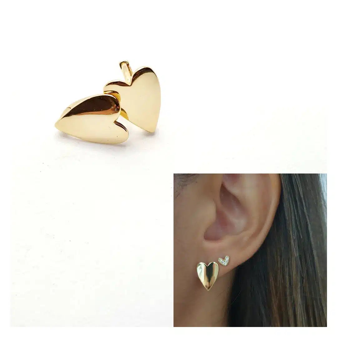 Pendiente corazón click oro