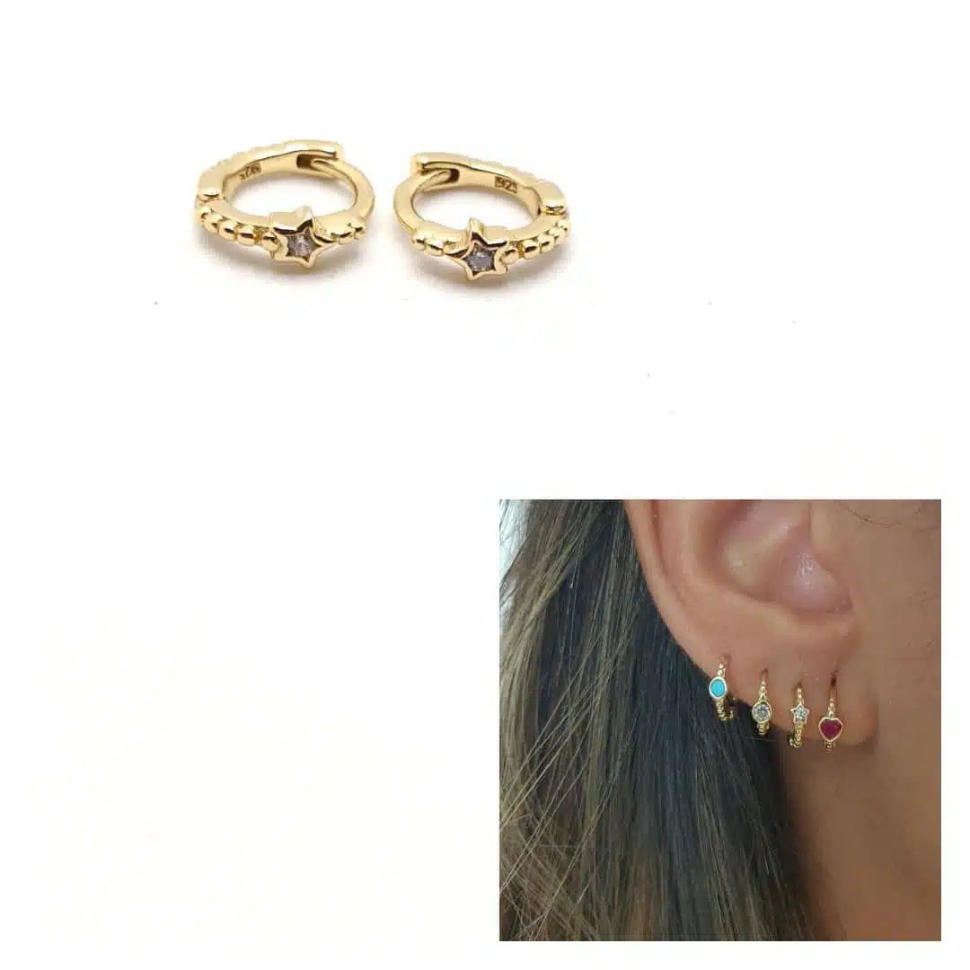 Pendiente mini arito estrella oro