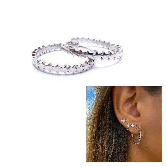 Pendientes aro estrellitas