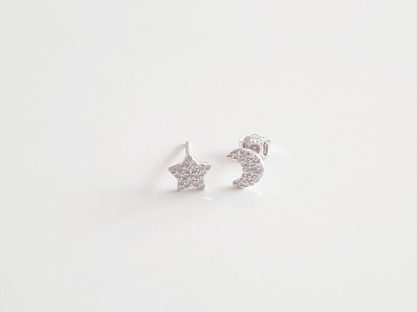 Pendientes luna y estrella de plata de ley - Joyería Zafir