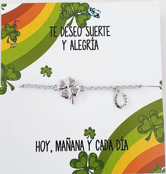 Pulsera trébol blanco