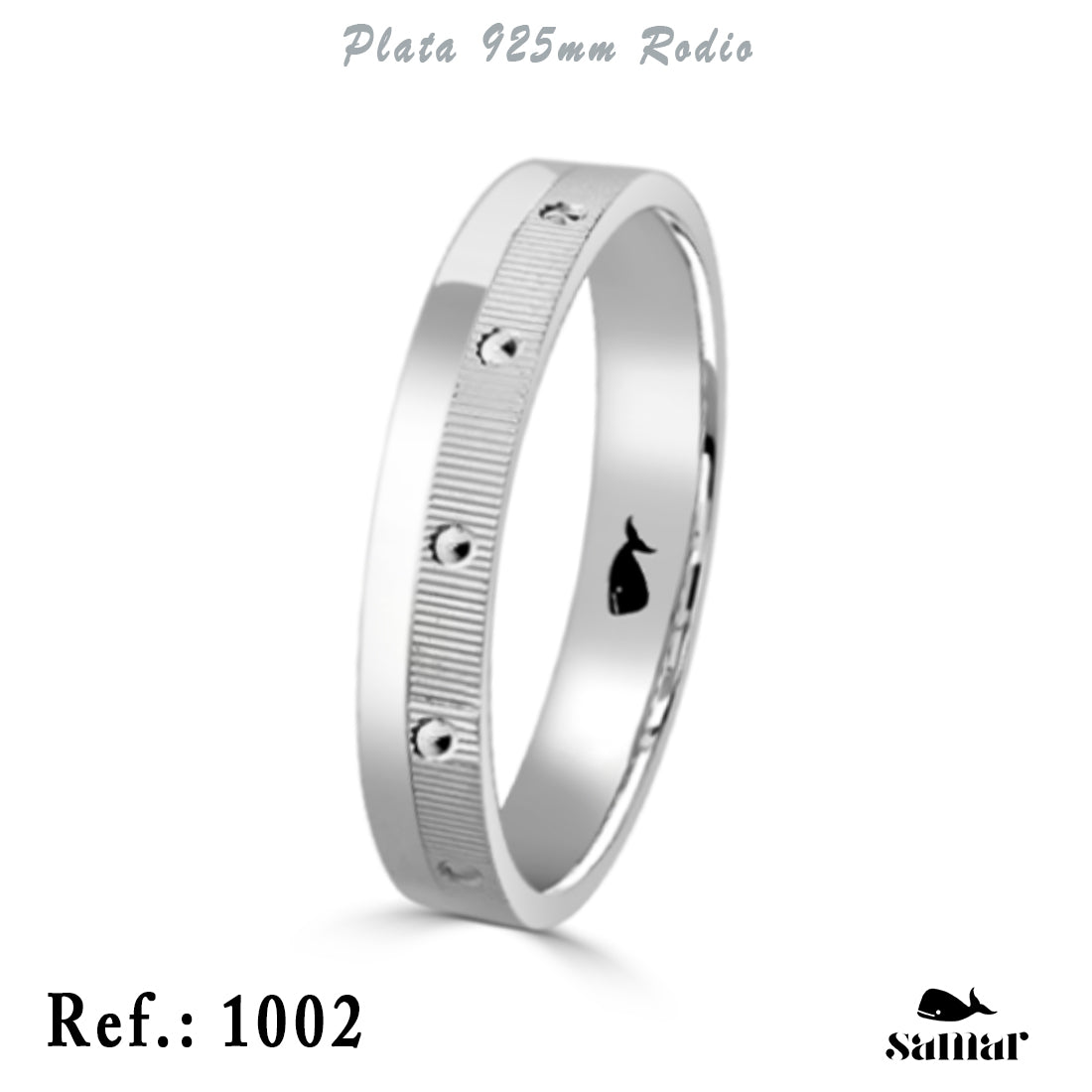 Alianza de plata 925 mate y brillo gallonada 4 mm – 1002
