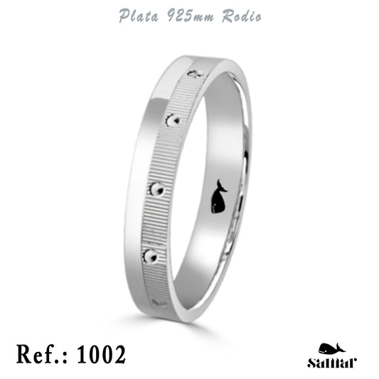 Alianza de plata 925 mate y brillo gallonada 4 mm – 1002