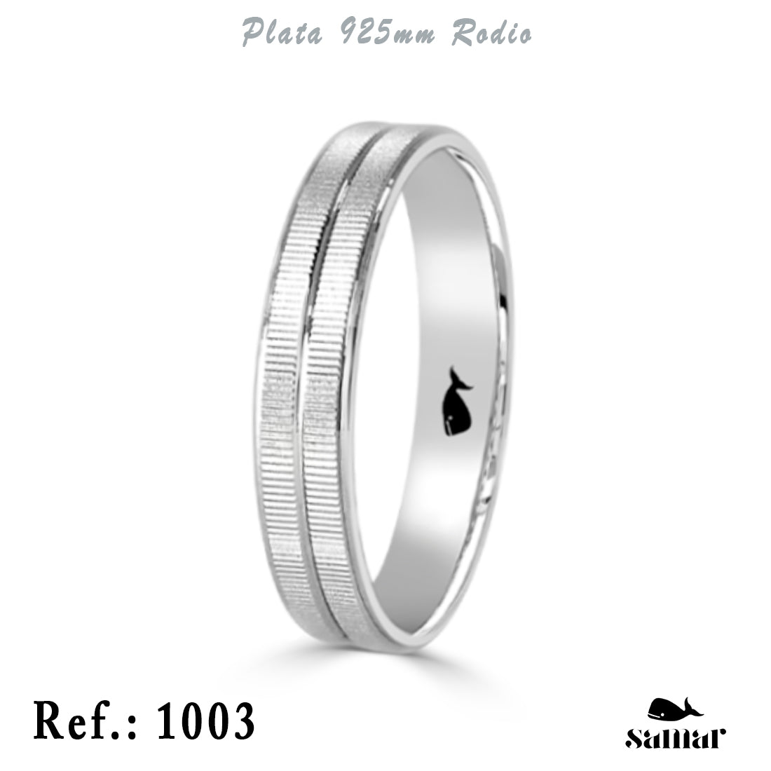 Alianza de plata 925 gallonada con filo en brillo 4 mm – 1003